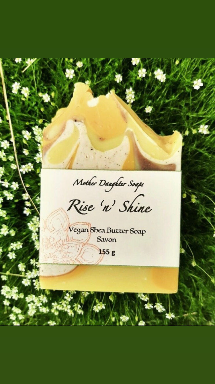 Rise ’n’ Shine Soap🍋⭐️ Lemon/ Eucalyptus/ Litsea Cubeba/ Chaga Mushroom🍄/ Organic Shea Butter/ Organic Hempseed Oil/ Artisan Vegan Soap/  Handcrafted on Vancouver Island, Victoria, B.C. Canada🇨🇦