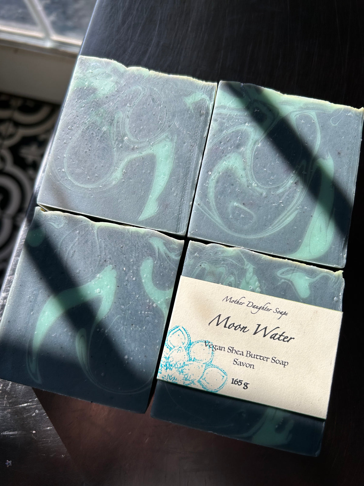 Moon Water Soap🌘💧Vegan/ Organic & Fair-Trade Shea Butter/ Natural Indigo Powder/ Blue Raspberry/ Artisanal Soap/ Handcrafted on Vancouver Island, Victoria B.C. Canada🇨🇦