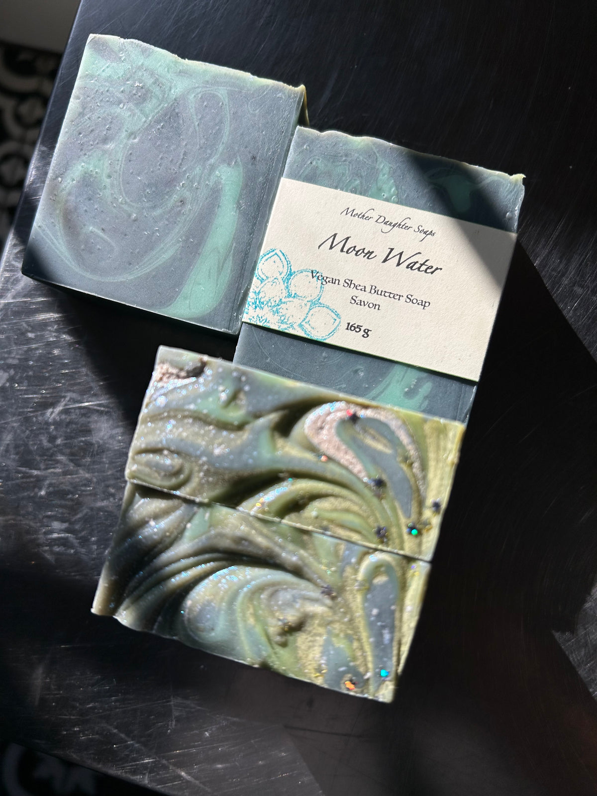 Moon Water Soap🌘💧Vegan/ Organic & Fair-Trade Shea Butter/ Natural Indigo Powder/ Blue Raspberry/ Artisanal Soap/ Handcrafted on Vancouver Island, Victoria B.C. Canada🇨🇦