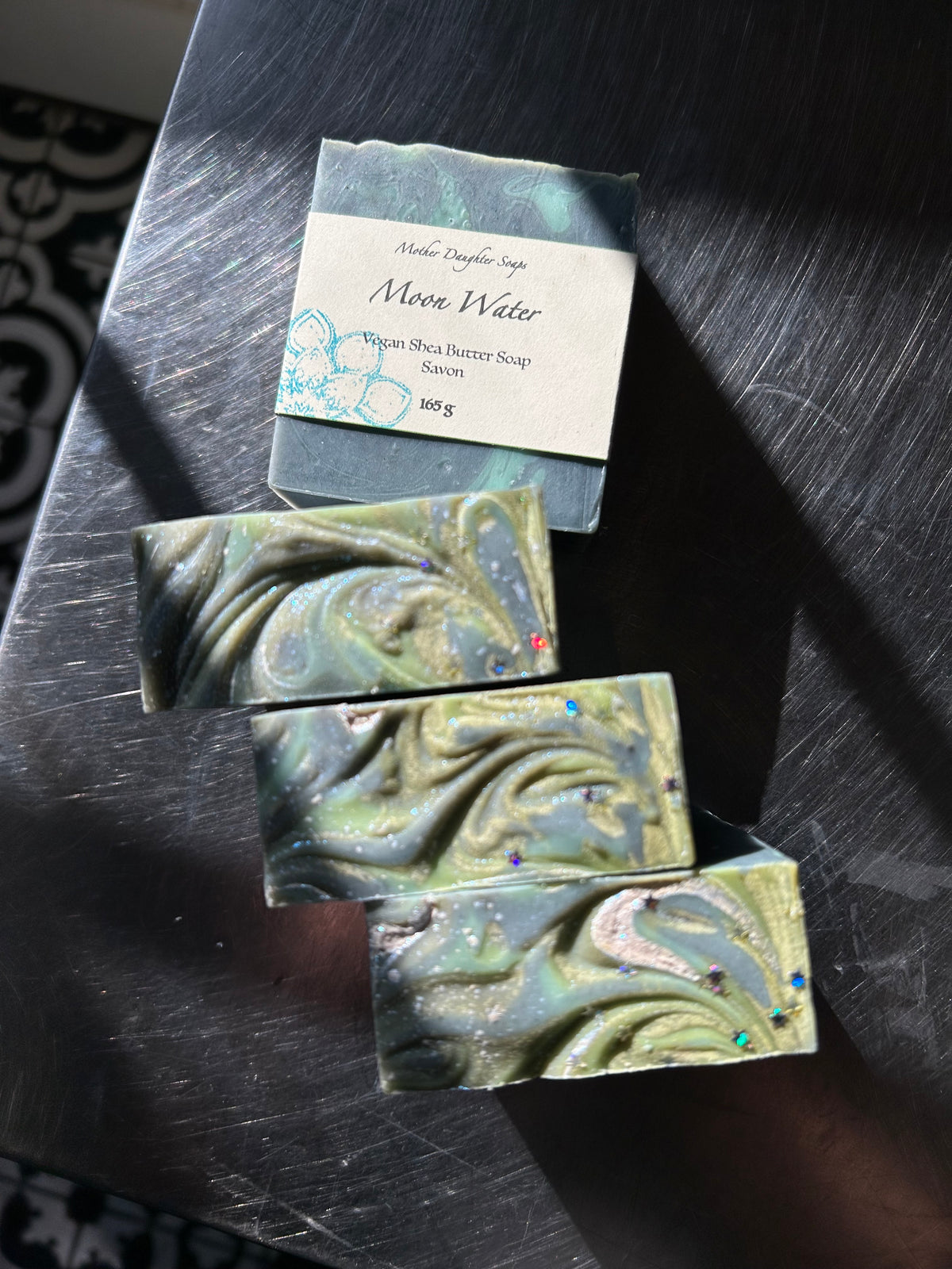 Moon Water Soap🌘💧Vegan/ Organic & Fair-Trade Shea Butter/ Natural Indigo Powder/ Blue Raspberry/ Artisanal Soap/ Handcrafted on Vancouver Island, Victoria B.C. Canada🇨🇦