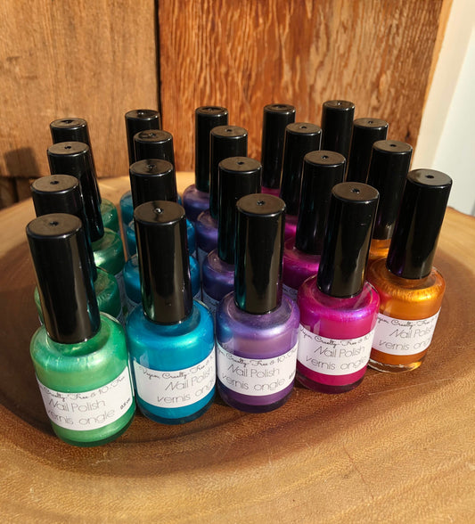 Nail polish/10-Free Nail Polish/Free from 10 Main Hormone Disruptors/Ethically Sourced Mica/Vegan/Cruelty Free/Handcrafted in Victoria, B.C.