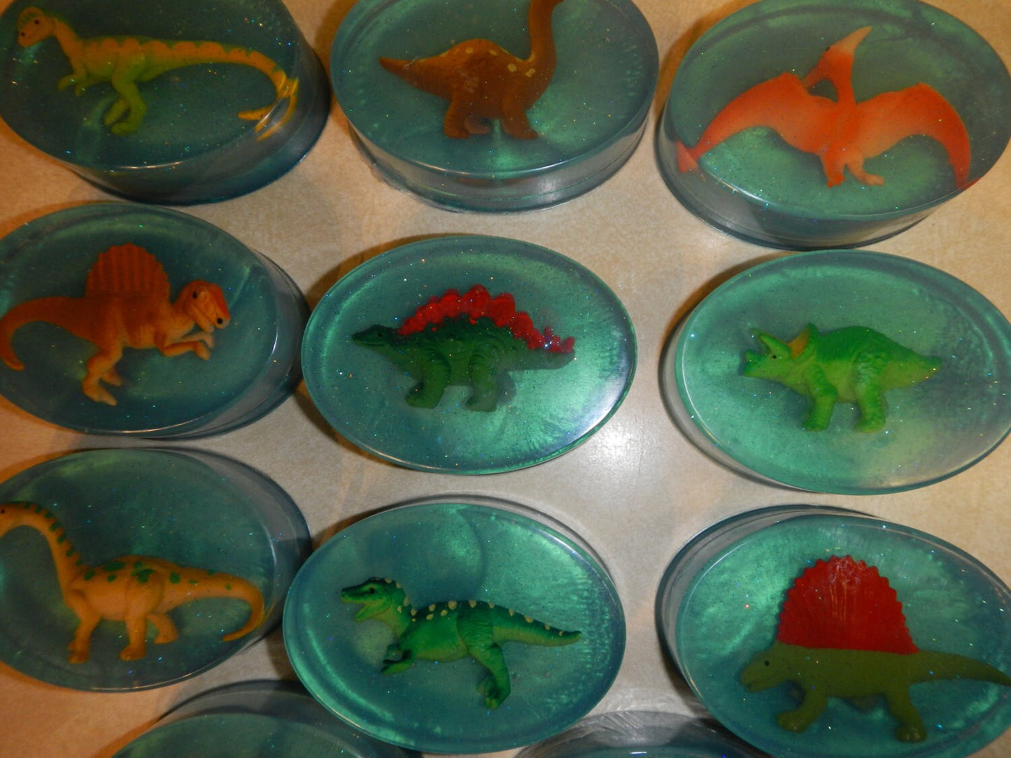 Dinosaur Soap, transparent soap with Toy Dinosaur,Birthday Gift soap, colourful dinosaur, handmade on Vancouver Island,Victoria, B.C. Canada